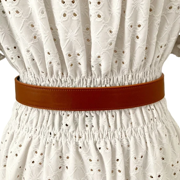 Minimalist Skinny brown boho faux leather waist Obi self tie wrap belt festival - Picture 9 of 9